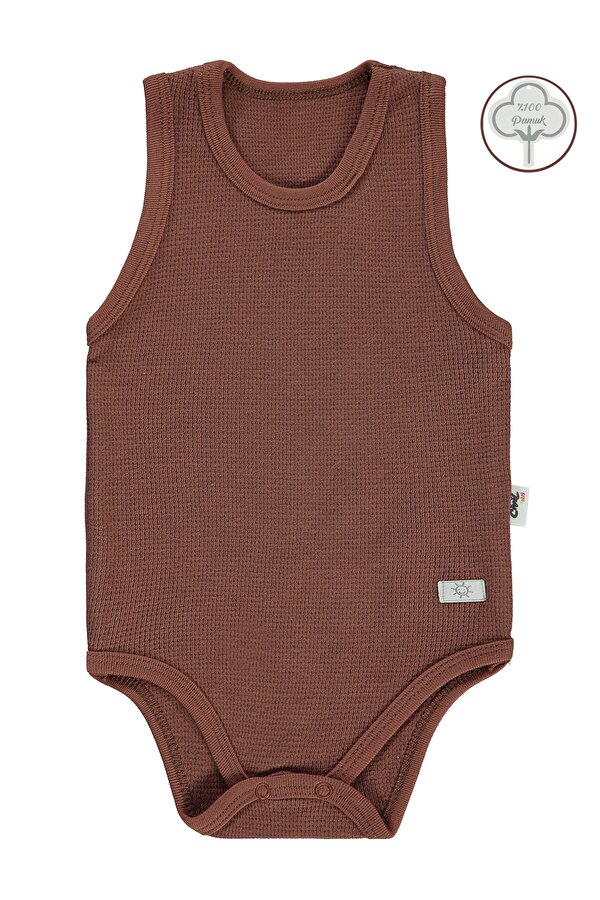 Civil Baby Erkek Bebek Çıtçıtlı Badi 3-18 Ay Kahverengi