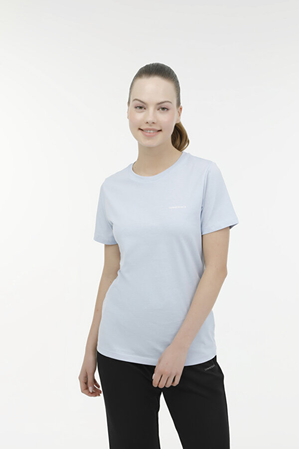 Lumberjack W-CT122 BASIC C NECK T-SH Açık Mavi Kadın Kısa Kol T-Shirt