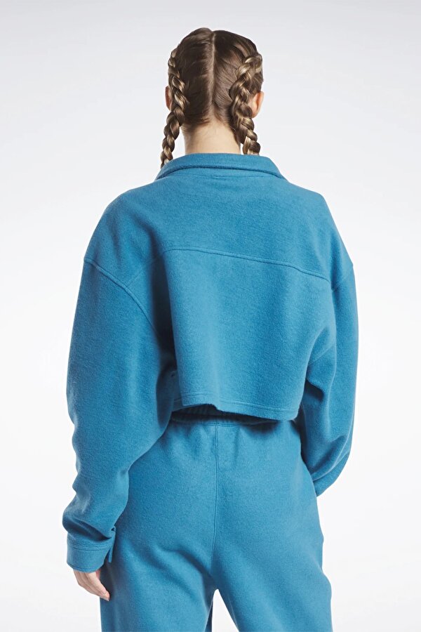 Reebok CL WDE FLEECE LAYER Mavi Kadın Ceket