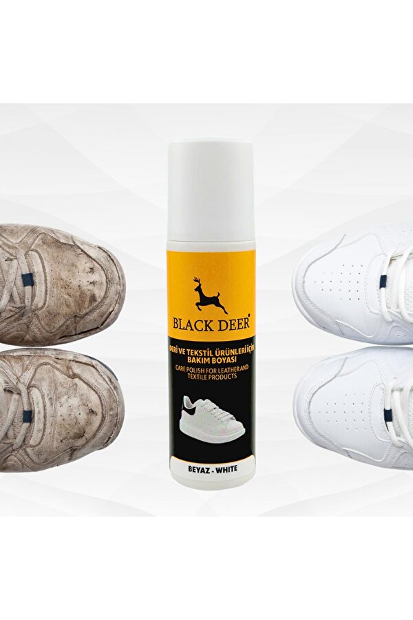 Black Deer Beyaz Ayakkabı,Deri ve Kumaş Boyası,Sneaker Beyaz Ayakkabı Temizleyici,Deri,Kanvas Boya 75 ML