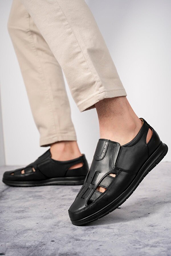 Muggo Oliver Garantili Erkek Günlük Klasik Hakiki Deri  Rahat Ortopedik Sandalet