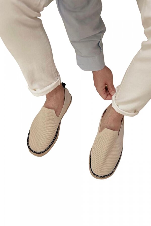 Liger Unisex El Yapımı Triko Espadril BEJ