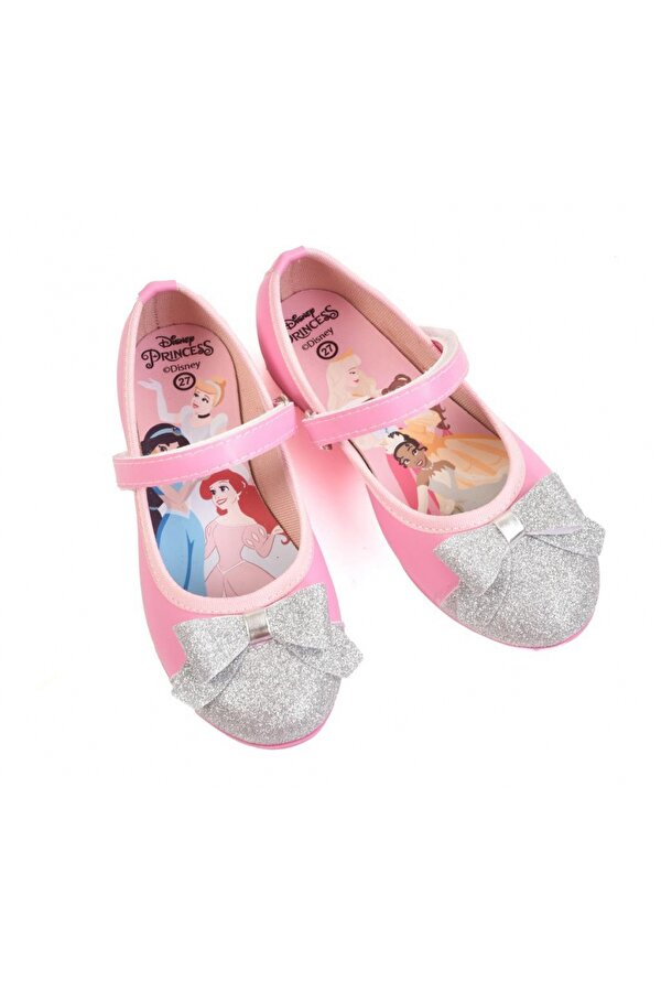 Disney Kız Çocuk Pembe Gümüş Simli Prensesler Babet Ayakkabı