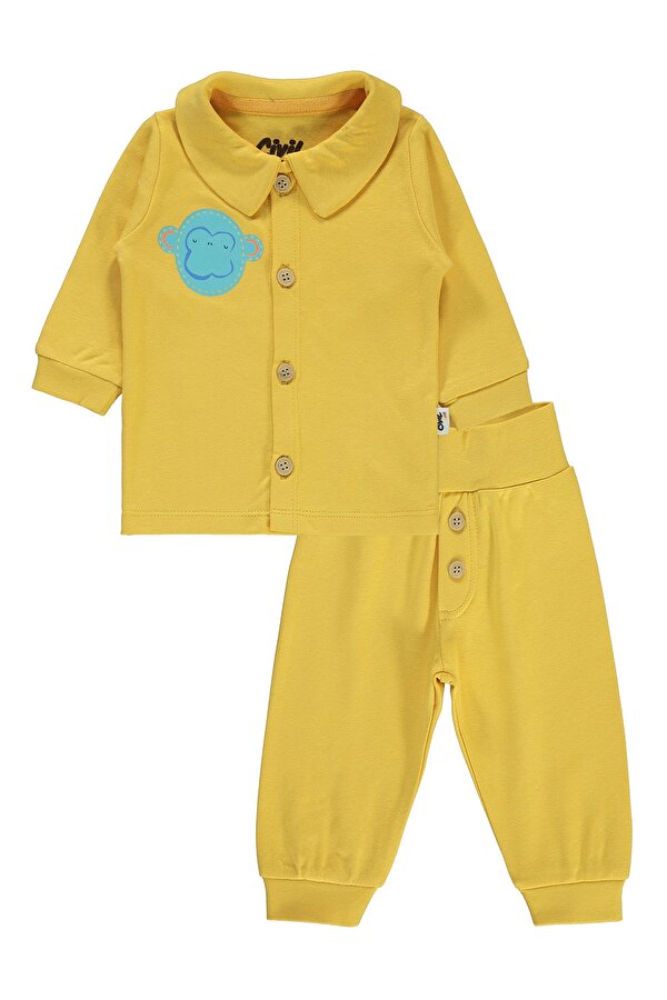 Erkek Bebek Pijama Takımı 3-18 Ay Sarı