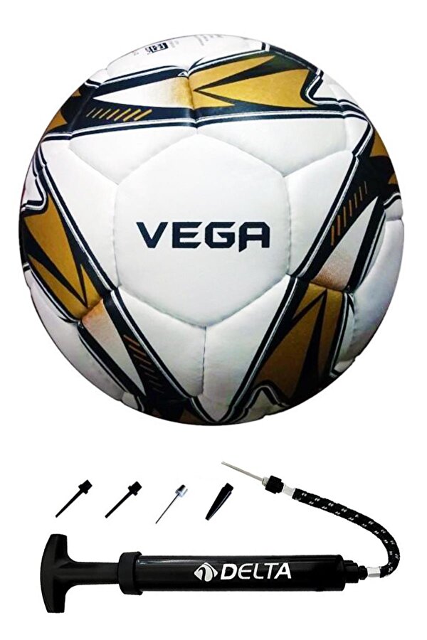 Delta Vega El Dikişli 5 Numara Futbol Topu + Çift Yönlü Çok Fonksiyonel Top Pompası Seti