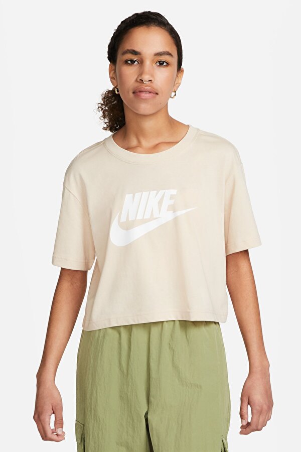 Nike W NSW CLUB CRP TEE FTRA Bej Kadın Kısa Kol T-Shirt