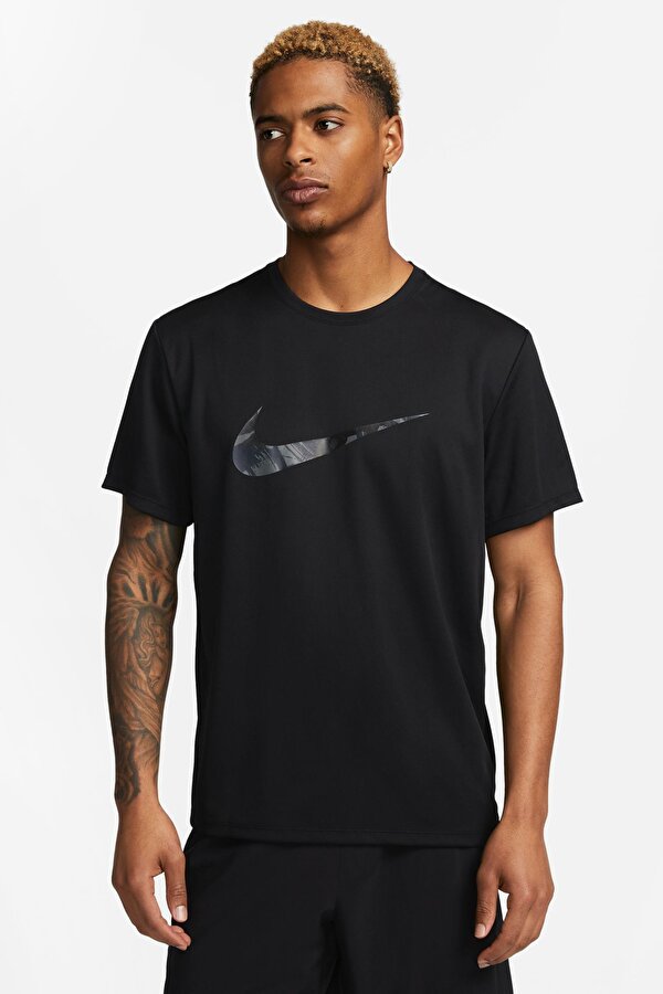 Nike M NK DF UV SS MILER ECMO Siyah Erkek Kısa Kol T-Shirt