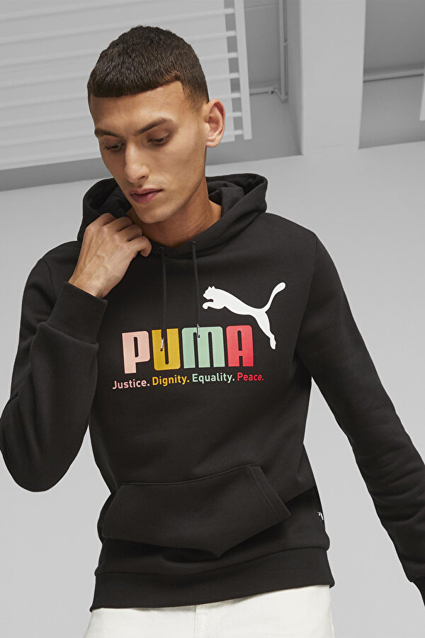 Puma ESS+ Multicolor Hoodie FL Siyah Erkek Sweatshirt