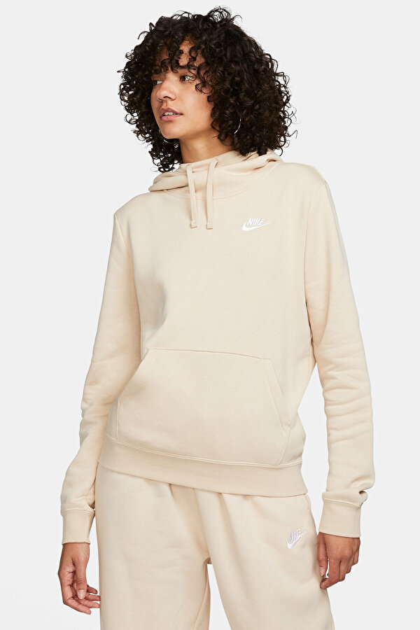 Nike W NSW CLUB FLC FNL HOODIE Bej Kadın Sweatshirt
