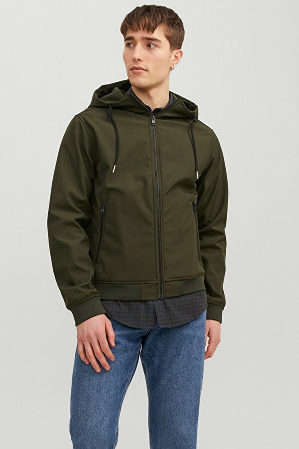 Jack & Jones JJEBASIC SOFTSHELL HOOD N Haki Erkek Ceket