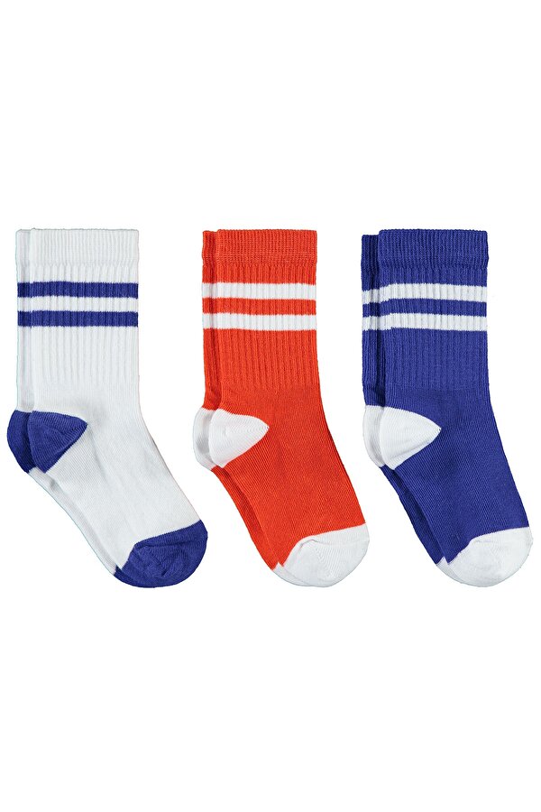 Civil Boys Erkek Çocuk 3'lü Soket Çorap Set 2-12 Yaş Saks Mavisi