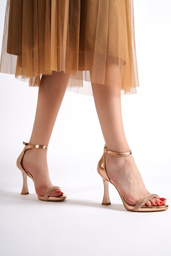 Modabuymuş Rose Bakır Tek Bantlı Platform Kadeh Topuklu Abiye Ayakkabı - Yuffy