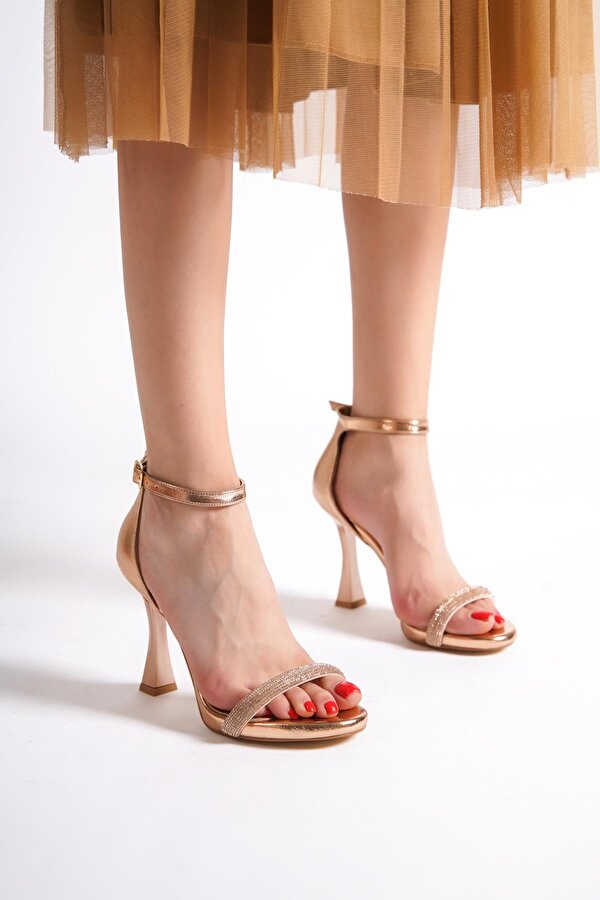 Modabuymuş Rose Bakır Tek Bantlı Platform Kadeh Topuklu Abiye Ayakkabı - Yuffy