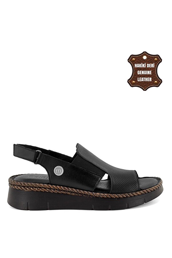Flo D23YS-1190C Kadın Hakiki Deri Sandalet Siyah