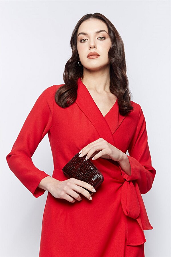 AKA DERİ 402 %100 HAKİKİ DERİ KADIN CÜZDAN rugankırmızı