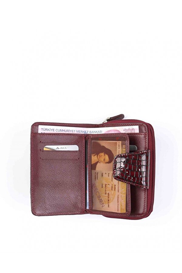 AKA DERİ 402 %100 HAKİKİ DERİ KADIN CÜZDAN rugankırmızı