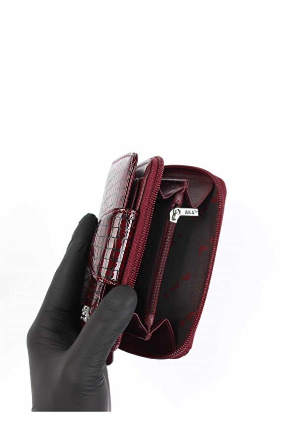 AKA DERİ 402 %100 HAKİKİ DERİ KADIN CÜZDAN rugankırmızı