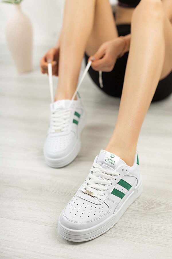 Freemax Unisex Garantili  Hafif Esnek Sağlam Sneaker Spor Ayakkabı Cns.176 Beyaz Yeşil