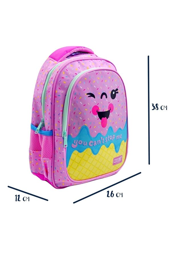 Muggle 2 Bölmeli Pink Ice Cream Okul Sırt Çantası (mu-8652)