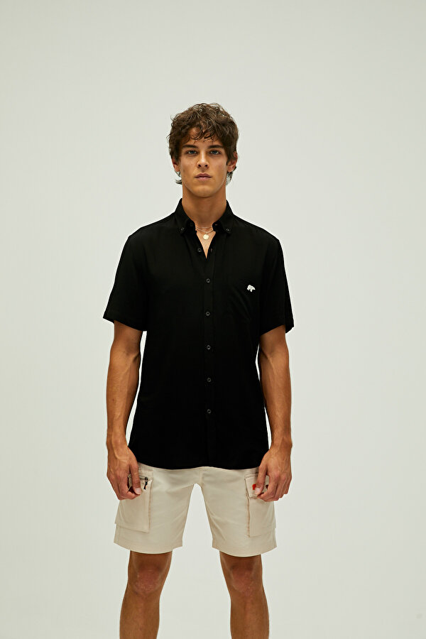 Bad Bear Frank Shirt Siyah Kısa Kollu Erkek Gömlek