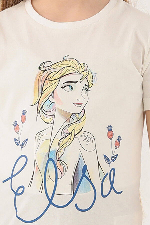 Frozen D4803-2 Kız Çocuk Kısa Kol Pijama Takım Krem