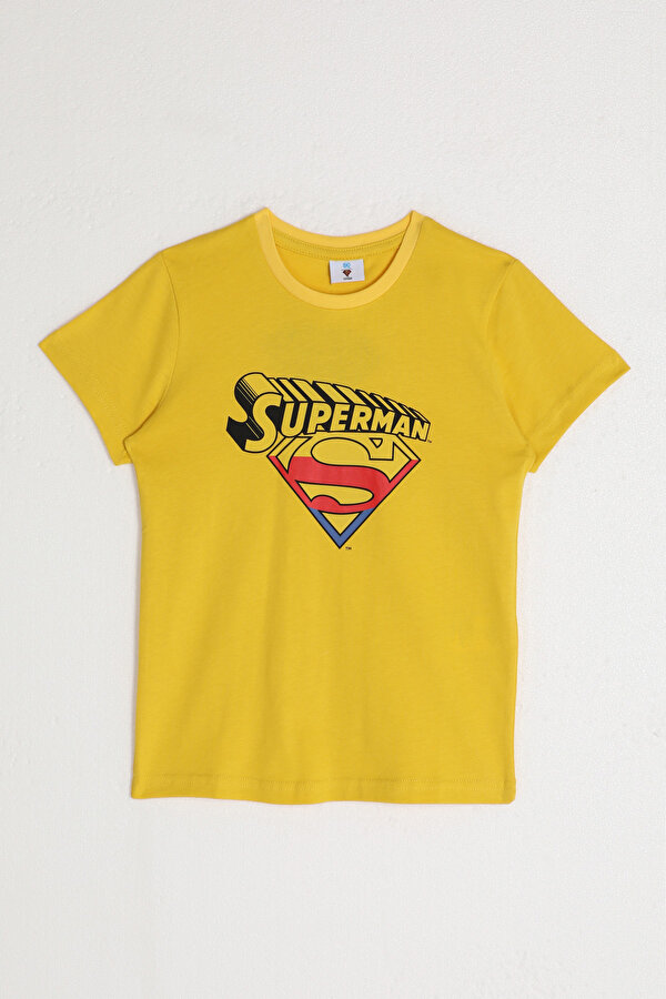 Superman L1581-2 Erkek Çocuk T-Shirt Açık Sarı