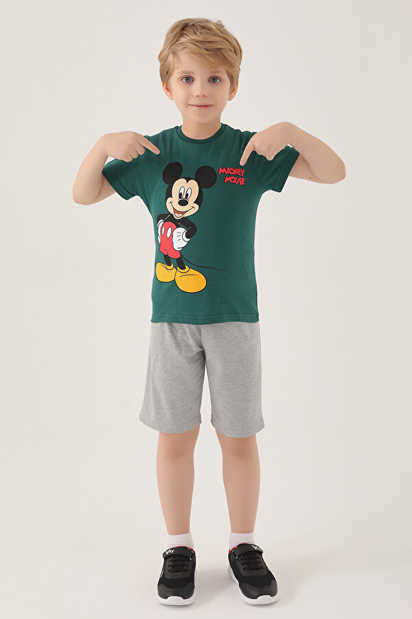 Mickey Mouse D4799-2 Erkek Çocuk T-Shirt Koyu Yeşil