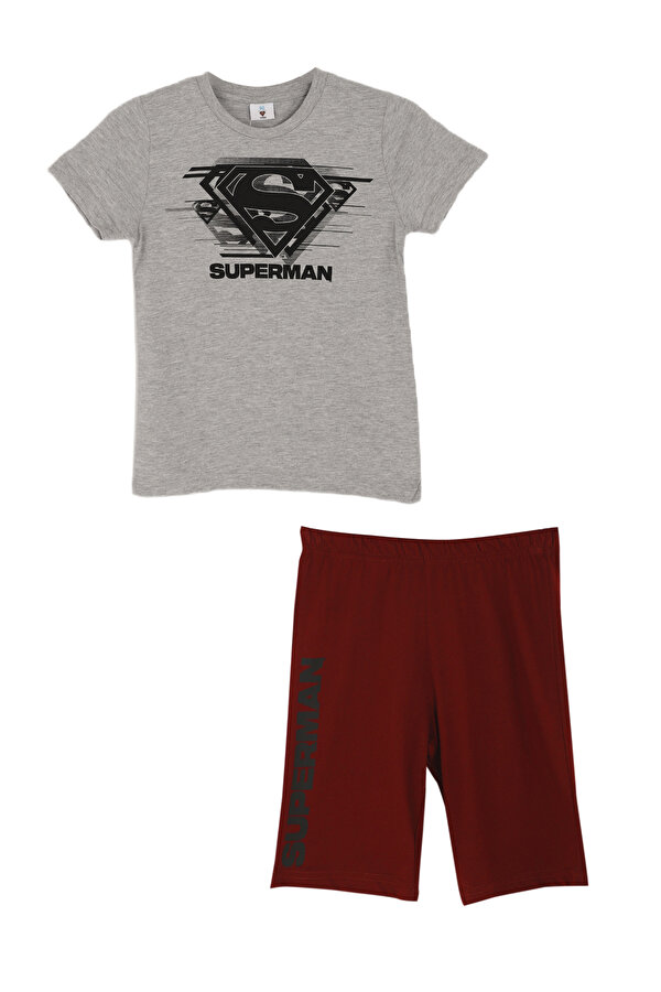 Superman L1644-3 Erkek Çocuk Kapri Takım Gri / Melanj