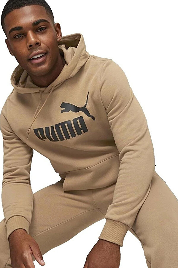 Puma ESS Big Logo Hoodie FL Bej Erkek Sweatshirt