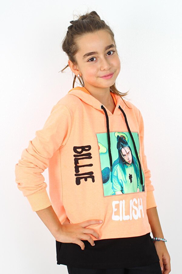 Cansın Mini Kız Çocuk Baskılı Kapşonlu Sweatshirt 9-14 Yaş 13993