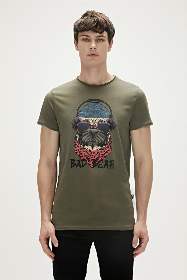 Bad Bear Reckless T-Shirt Haki Yeşil 3D Baskılı Erkek Tişört