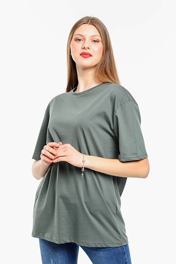 Süperlife Kadın Bisiklet Yaka Oversize Fit Tişort spr21yk30