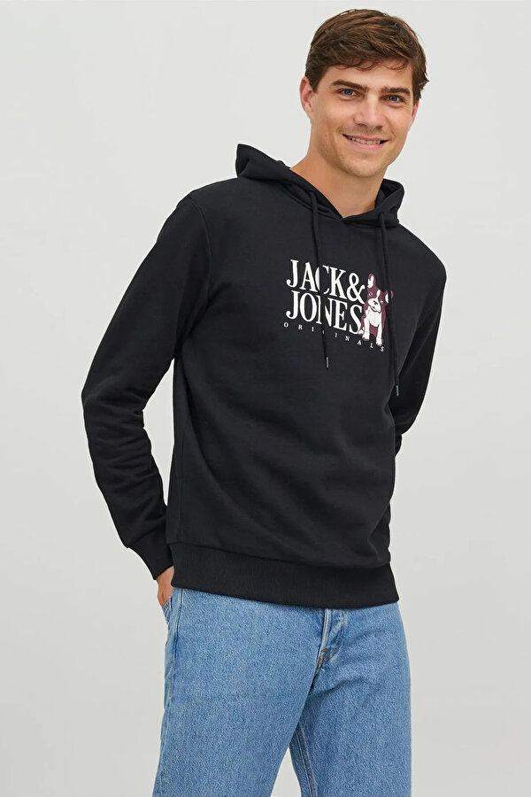 Jack & Jones JORBEWARE SWEAT HOOD FST Siyah Erkek Sweatshirt