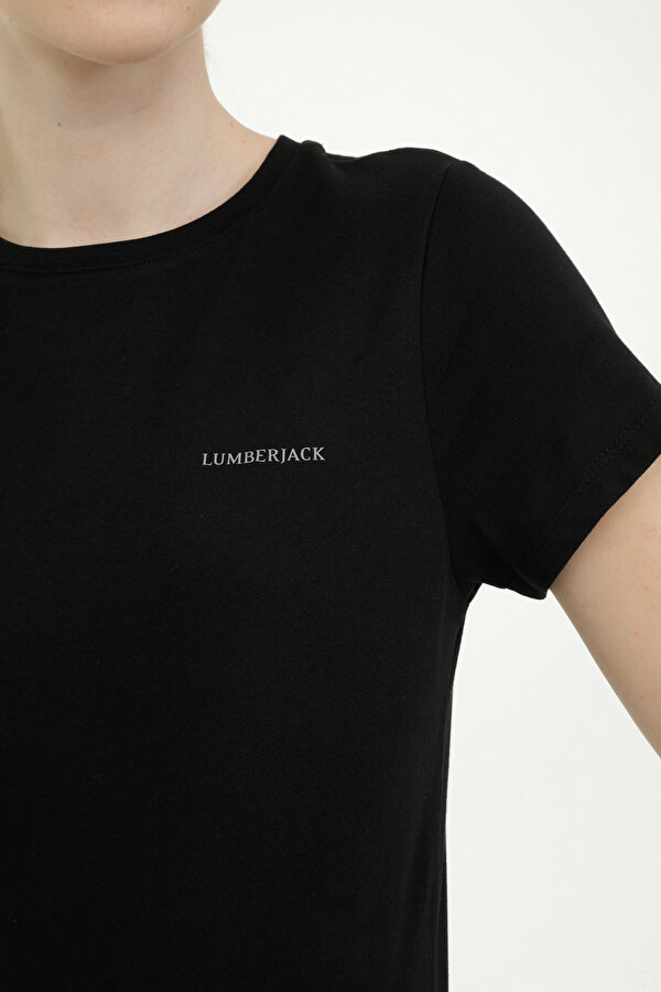 Lumberjack W-CT122 BASIC C NECK T-SH Siyah Kadın Kısa Kol T-Shirt