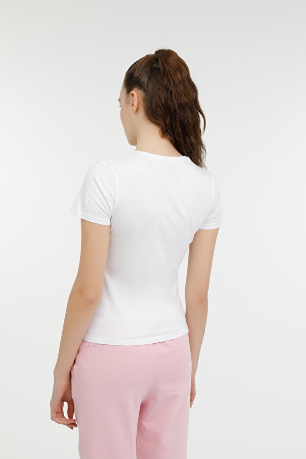 Lumberjack W-CT131 BASIC MODAL C NEC Beyaz Kadın Kısa Kol T-Shirt