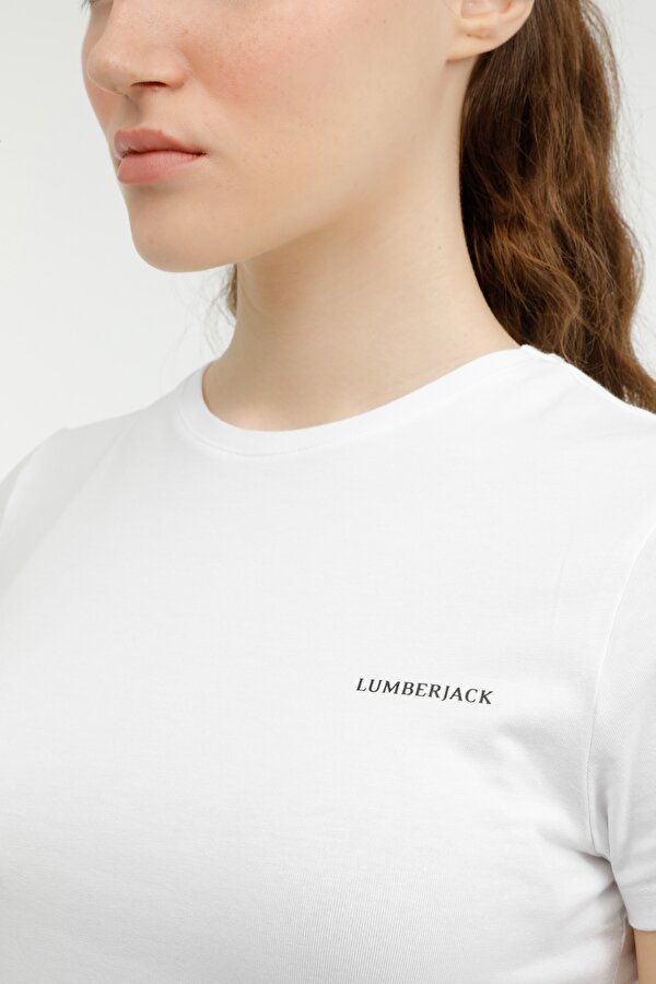 Lumberjack W-CT131 BASIC MODAL C NEC Beyaz Kadın Kısa Kol T-Shirt