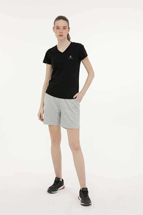 Lumberjack W-CT132 BASIC MODAL V NEC Siyah Kadın Kısa Kol T-Shirt