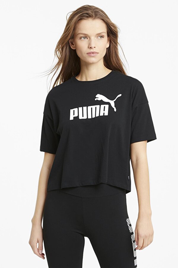 Puma ESS Cropped Logo Tee Siyah Kadın Kısa Kol T-Shirt