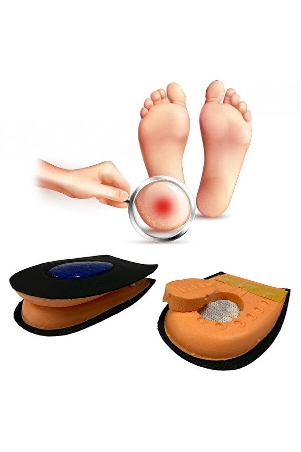 SRTfootcare Heelspur (Epin Topukluk) Hakiki Deri Jel Takviyeli Topuk Dikeni Yarım Tabanlık 1 Çift