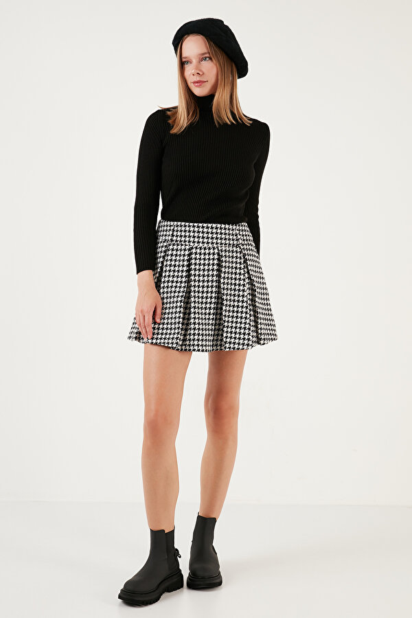 Lela Bayan Şort Etek 611SR00028 EKRU-SİYAH