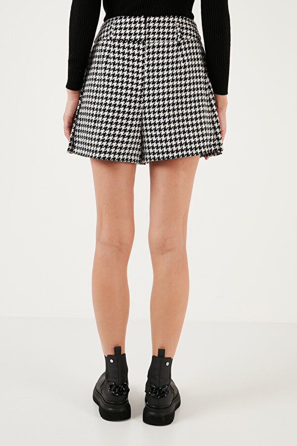 Lela Bayan Şort Etek 611SR00028 EKRU-SİYAH