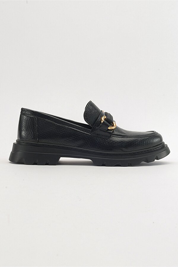 Luvi Shoes FRAS Siyah Desenli Kadın Loafer