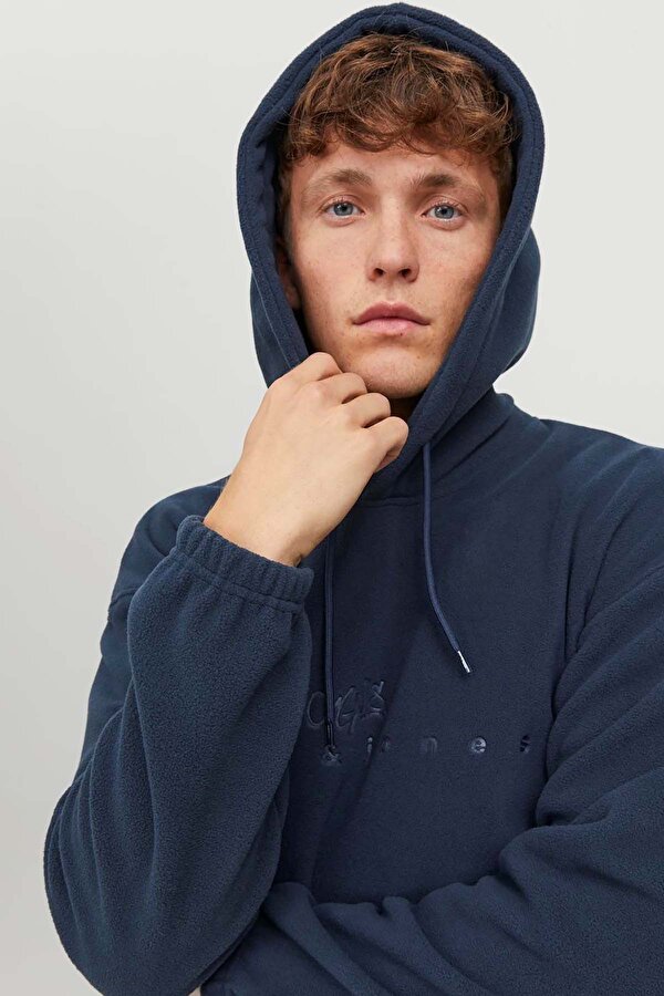 Jack Jones Erkek Jors lverlake Kapu onlu Polar Sweatshirt 12242470 Lacivert Giyim