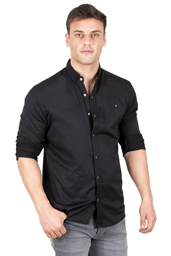 Deep Sea DeepSEA Erkek Siyah Çıt Çıt Düğmeli Kot Gömlek 2300413