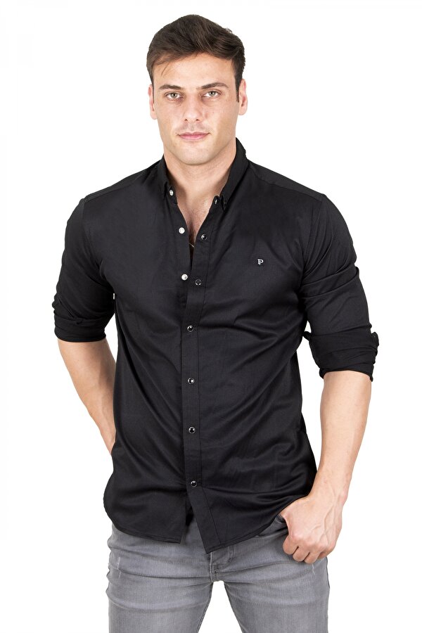 Deep Sea DeepSEA Erkek Siyah Çıt Çıt Düğmeli Kot Gömlek 2300413