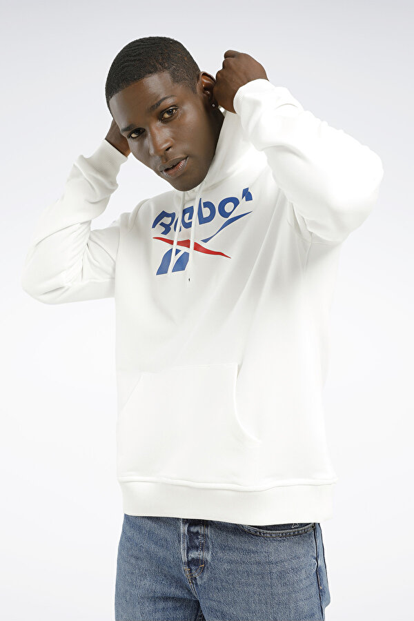 Reebok RI FT Big Logo OTH Hood Beyaz Erkek Sweatshirt