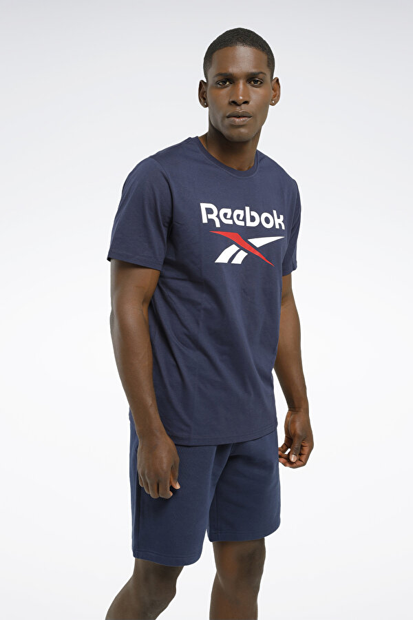 Reebok IDENTITY STACKED L Lacivert Erkek Kısa Kol T-Shirt