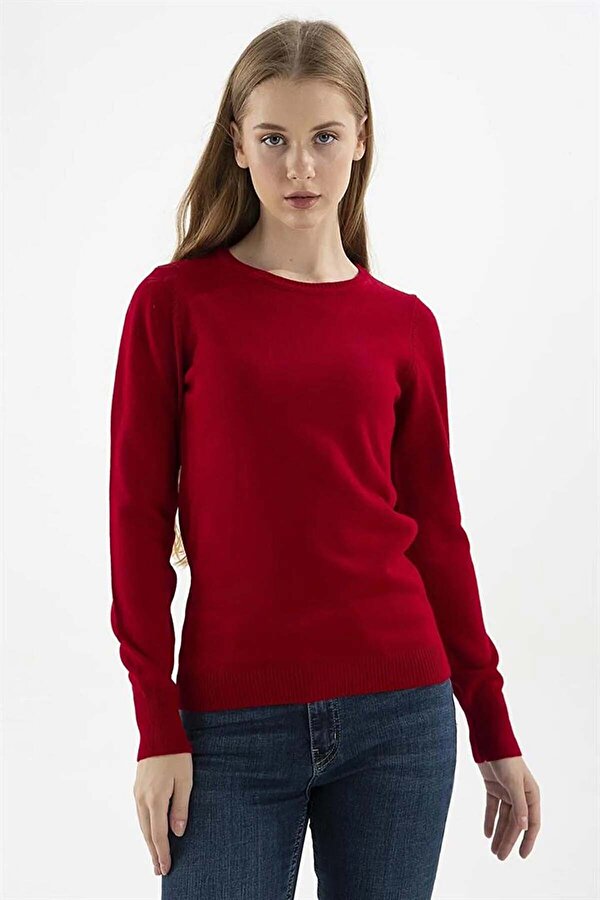 Fashion Friends Kadın Bisiklet Yaka Kazak 23K0245K1 Bordo