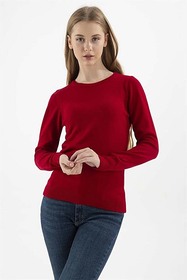 Fashion Friends Kadın Bisiklet Yaka Kazak 23K0245K1 Bordo