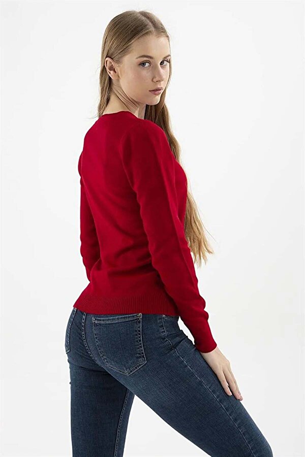 Fashion Friends Kadın Bisiklet Yaka Kazak 23K0245K1 Bordo